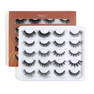 10 paires de faux cils 3D en vison, style mixte, naturels, épais, longs, sans cruauté envers les animaux, Extension, maquillage vaporeux