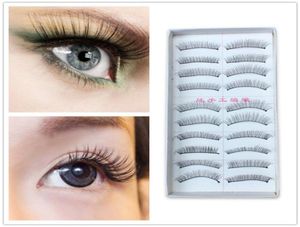 10 paires Natural Long Faux Cons de cils faux Black Eye Lashs Makeup Handmade7521396