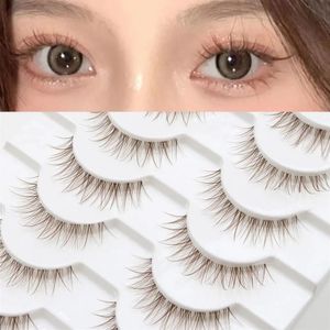 10 paren natuurlijke look licht bruin lashes Japanse cosplay anime wimpers extensie faux nerts dramatische pluizige manga wimpers 240420