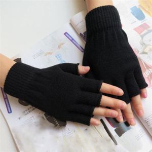 10 pares nuevos hombres/mujeres negro tejido elástico cálido medio dedo guantes sin dedos invierno equipo de ciclismo al aire libre