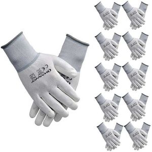 10 paires de gants de travail avec revêtement de sécurité en nitrile PU Gants enduits de paume Gants de travail de mécanicien certifiés CE EN388