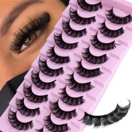 10 paires cils russes lash épais bouclé volume dramatique faux look naturel extension de bande russe pour une utilisation du festival de fête sur scène