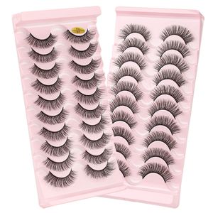 10 paires d'extensions de cils à bande russe fournissent un volume moelleux faux cils 7D DD Curl dramatique désordonné