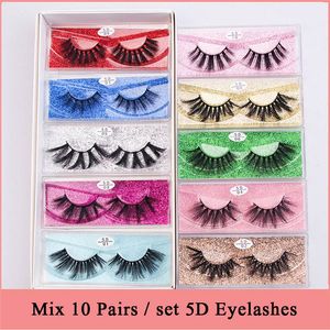 10 paren / set 5D Fluffy wimpers gemengde stijl dikke valse wimper faux eyelashes extensie make-up tools