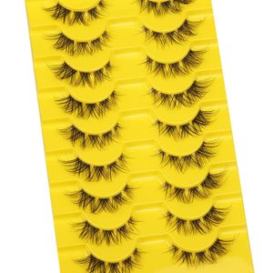 10 paren/set wimpers korte heldere band wimpers faux mink pieky valse vals wimpers 3d natuurlijke look wimpers cluster eye lash