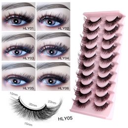 10 paren strip wimpers extensies leveren pluizig volume valse wimper 8d dd krul dramatische rommelige faux natuurlijke dikke roze doos groothandel make -up nerts nep las