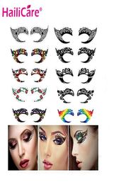 10 paires Autocollants de tatouage pour les yeux temporaires étanche DIY FLASS DIYable Eyeshadow Eyeliner Face Sticker Halloween Makeup Tool313E9293012