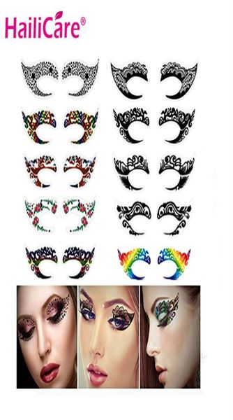 10 pares de pegatinas temporales para tatuajes de ojos, impermeables, DIY, Flash, sombra de ojos desechable, delineador de ojos, pegatina facial, herramienta de maquillaje de Halloween313e9812326