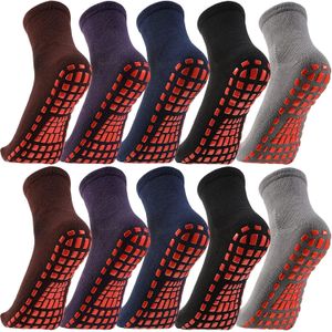 10 paires de chaussettes de trampoline chaussettes antidérapantes chaussettes d'hôpital de Yoga Pilates chaussettes de poignée à semelle rembourrée pour hommes femmes Pilates Barre 240220