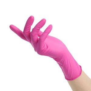 Gants jetables en Nitrile rose, 10 paires, vente en gros, bon prix, boîte Non stérile