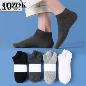 10 Pairs20pcs Low Cut Heren Sokken Effen Kleur Zwart Wit Grijs Ademend Katoen Sport Sokken Mannelijke Korte Sokjes Vrouwen mannen 220624