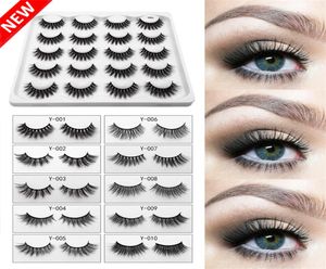 10 Pairsbox 3D Mink Lashes Makeup Handmade Full Strip Eye Lash Soft Fluffy Eyelles Volume False Fals set Set Faux Cils Cilios1352928