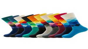 10 Paarslot gradiënt kleurrijke gekamde katoenen sokken casual mode herfst crew sokken mannelijke ademende hiphop sokken2161773