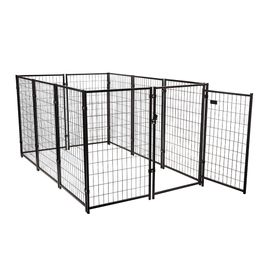 10-panel zware metalen hond kennel, huisdierspelen met deur, buiten achtertuin hek voor honden huisdieren, 82,7 "l x 55.1" w x 45.3 "h, zwart