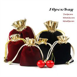 10 PC Geschenken Wrap Anillo de Joyera 10 Piëzas Pendientes Franela Bolsa Regalo Tela Para Boda Fia Terciopelo Con Cordn Embalaje Dulces Z0327