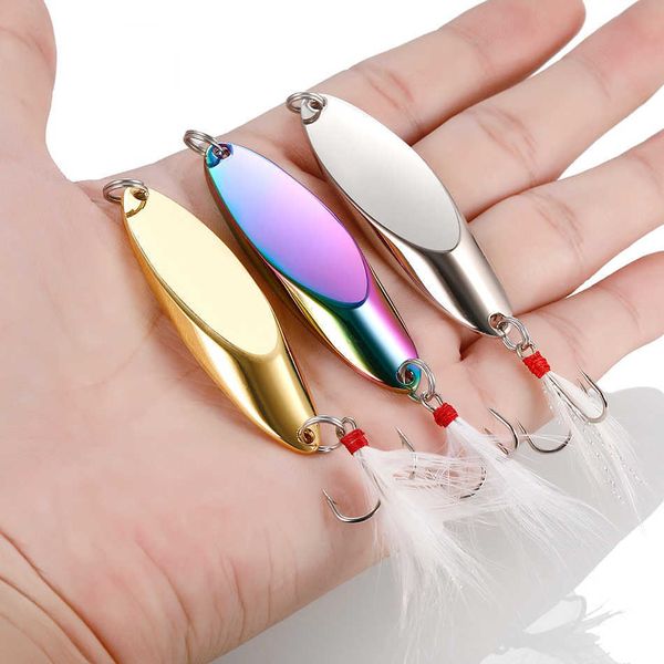 10 pcBaits Señuelos Metal Spinner Cuchara Señuelos Trucha Señuelos de pesca Cebo duro Lentejuelas Paillette Cebos artificiales 5g-42g Spinnerbait Fish Tools R230215