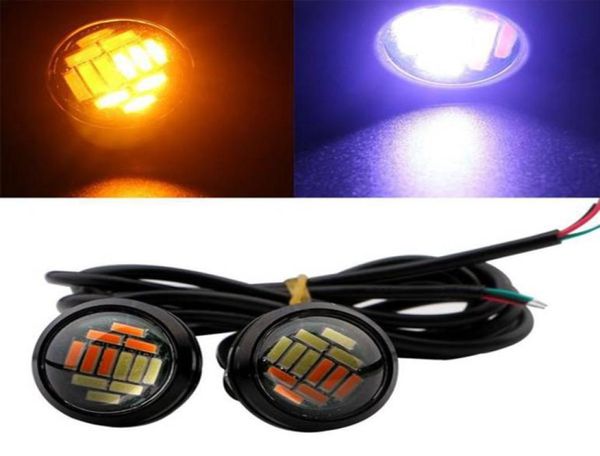 10 Uds. 12V 23mm Switchback de doble Color 4014 Smd 12 Led Drl ojo de águila luz diurna luces de giro de Motor de coche 4059208