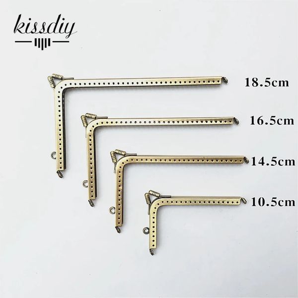 10 PCS 14.5 16.5 18.5cm Forma de L Acabado liso Bronce Ángulo recto Monedas Monedero Marcos DIY Metal Kiss Broche Bolsas Accesorios Piezas 240119