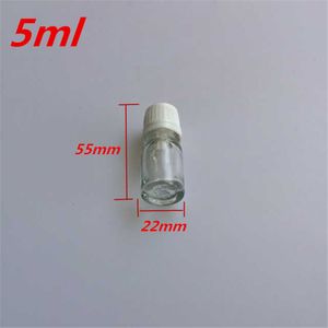 10 Uds. Botellas de vidrio transparentes de 22x55mm con tapa de tornillo de seguridad de plástico blanco, tapones DIY de 5 ml de aceite esencial vacío