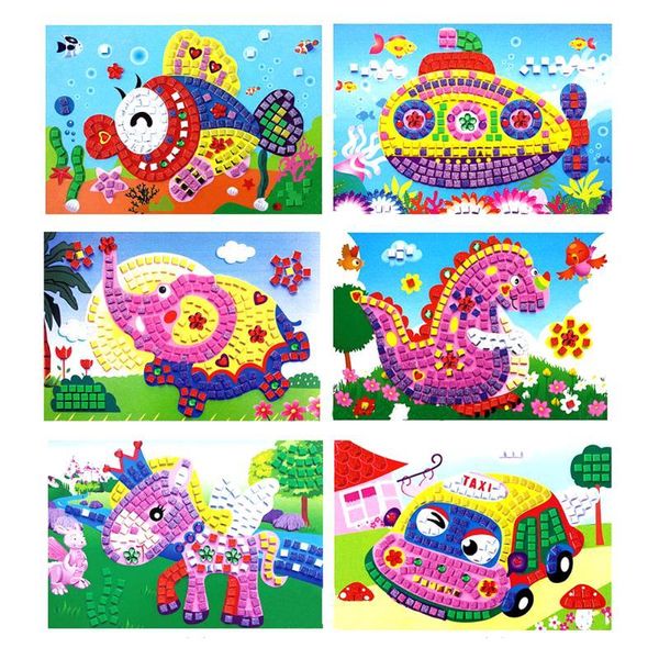 10 pièces 3D Puzzles en gros mousse mosaïques collant cristal Art princesse papillons autocollant jeu enfants meilleur cadeau