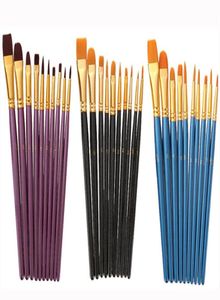 10 PCS -kunstenaar Nylon Paint Brush Professionele aquarel Acryl Acryl houten handgreep schilderborstels Make Up Tools2328796