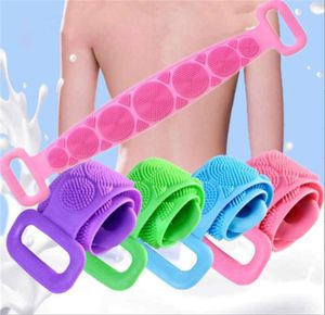 10 Pcs Serviette De Salle De Bain Ustensiles Fournitures De Toilette En Gros 60 cm Ménage Silicone Double Face À Long Manche Brosses De Bain Exfoliant Massage Ceintures De Bain JL1542