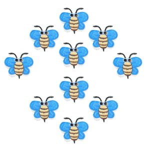 10 Uds. De parches de abeja azul, insignias de insectos para ropa, parche bordado de hierro, apliques de hierro en parches, accesorios de costura para clothes250N