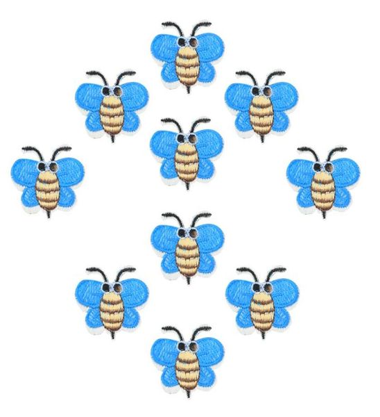 10 pièces patchs d'abeille bleue insignes d'insectes pour vêtements patch brodé en fer applique fer sur patchs accessoires de couture pour vêtements 2729428