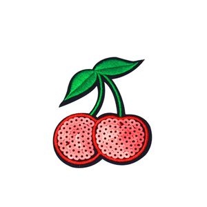10 STUKS Cherry Lovertjes Patches voor Kleding Ijzer op Transfer Applique Fruit Patch voor Jeans Tassen DIY naai Borduurwerk sequins250B