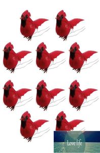 10 pièces cardinaux de noël artificiel oiseau rouge pendentifs d'arbre de noël décorations réalistes pour les fêtes de vacances usine expe2694978