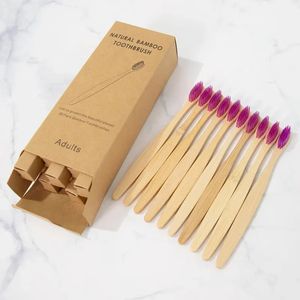 10 pcs Colorful Toothbrush Natural Bamboo Tooth Brush Set Soft Bristle Charcoal Teeth Eco Bamboo Toothbrush Dental Oral Care