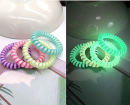 Hoofdband 10 stks Elastische haarbanden voor vrouwen accessoires Girl's Glow Spiral Ties Leuke Paardenstaart Houders 2021 Vervae