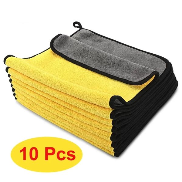 10 pcs Extra Soft Car Wash Microfibre Serviette Nettoyage Drying Drying Clost Care Claid Details WashTowel Never Scrat