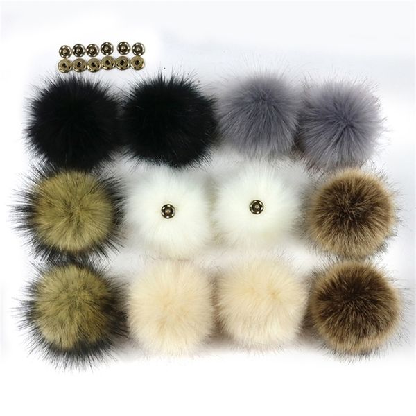 10 PCS Faux Hairball Chapeau Pom DIY Boule De Laine Artificielle En Gros Cap Accessoires Faux Fourrure De Renard PomPom Avec Boucle Y201024