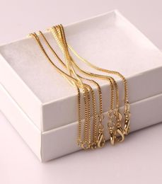 10 piezas Cadena de caja de moda Cadenas chapadas en oro de 18 quilates Collar de plata pura 925 Cadenas largas Joyería para niños Niñas Mujeres Hombres 1m2598037