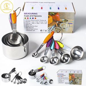 10 Stuks Food Grade Roestvrij Stalen Maatlepel En Cup Set Met Schaal Bakken Tool Keuken Gadgets Accessoires 240325