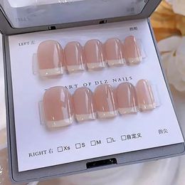 10 pièces faux ongles faits à la main Style court français détachable faux ongles conseils réutilisable presse sur cercueil manucure Art 240305