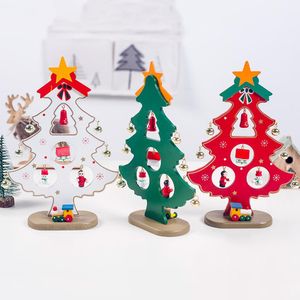 10 Uds. Árbol de Navidad innovador DIY adornos de Navidad de madera fiesta decoración de mesa de árbol de Navidad juguete colgante regalo