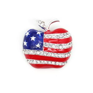 10 PCS/Lot American Flag Broche Crystal Rhinestone Silver-Plate Elaw 4 juli USA Patriotic Pins for Gift/Decoration