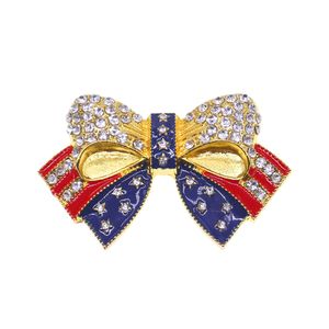 10 Pcs/Lot drapeau américain broche cristal strass nœud papillon forme 4 juillet USA broche patriotique