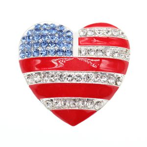 10 Pcs/Lot drapeau américain broche cristal strass émail coeur forme 4 juillet USA broches patriotiques pour cadeau/décoration