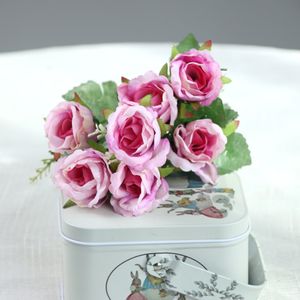 10 stks / partij kunstbloem 5 vork curling edge rose zijde bloemen bruiloft decoratie home decor boeket nep planten fabriek direct