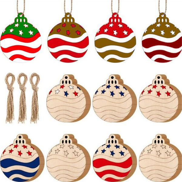 10 pcs / lot arbre de Noël ornements chips de bois de bonhomme de neige arbre chaussettes chaussettes suspendus pendentif décoration de Noël décoration de Noël artisanat de fabrication en gros