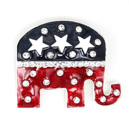10 PCS/Lot Custom American Flag Broche Blue en Red Email Elephant Shape 4 juli USA Patriotic Pins for Gift/Decoration