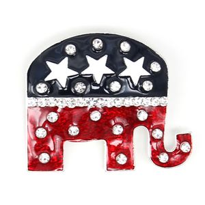 10 unids/lote broche de bandera americana personalizado esmalte azul y rojo forma de elefante 4 de julio pines patrióticos de EE. UU. para regalo/decoración