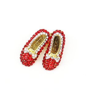 10 pièces/lot broches personnalisées cristal rouge strass à talons hauts magicien d'oz chaussures broche broches pour femmes dame cadeau