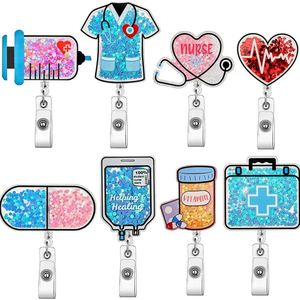 10 stks/partij aangepaste sleutelhangers nieuwe stijlen Scrub Life acryl badge houder verpleegkundige accessoires medische serie verpleegkunde student CNA badge Reel verpleegkundige geschenken