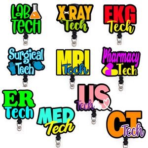 10 pcs / lot badge en acrylique personnalisé pour infirmière accessoires Tech Series laboratoire de pharmacie à rayons X avec clip avec clip