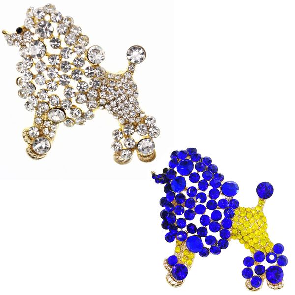 10 Pcs/Lot mignon broches cristal strass caniche Animal broche pour la décoration