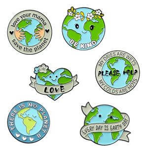 10 PCS/Lot Fashion Broches Custom World Earth Environmental Broche Metal Save the Earth Cartoon Soft Email Rapel Pins